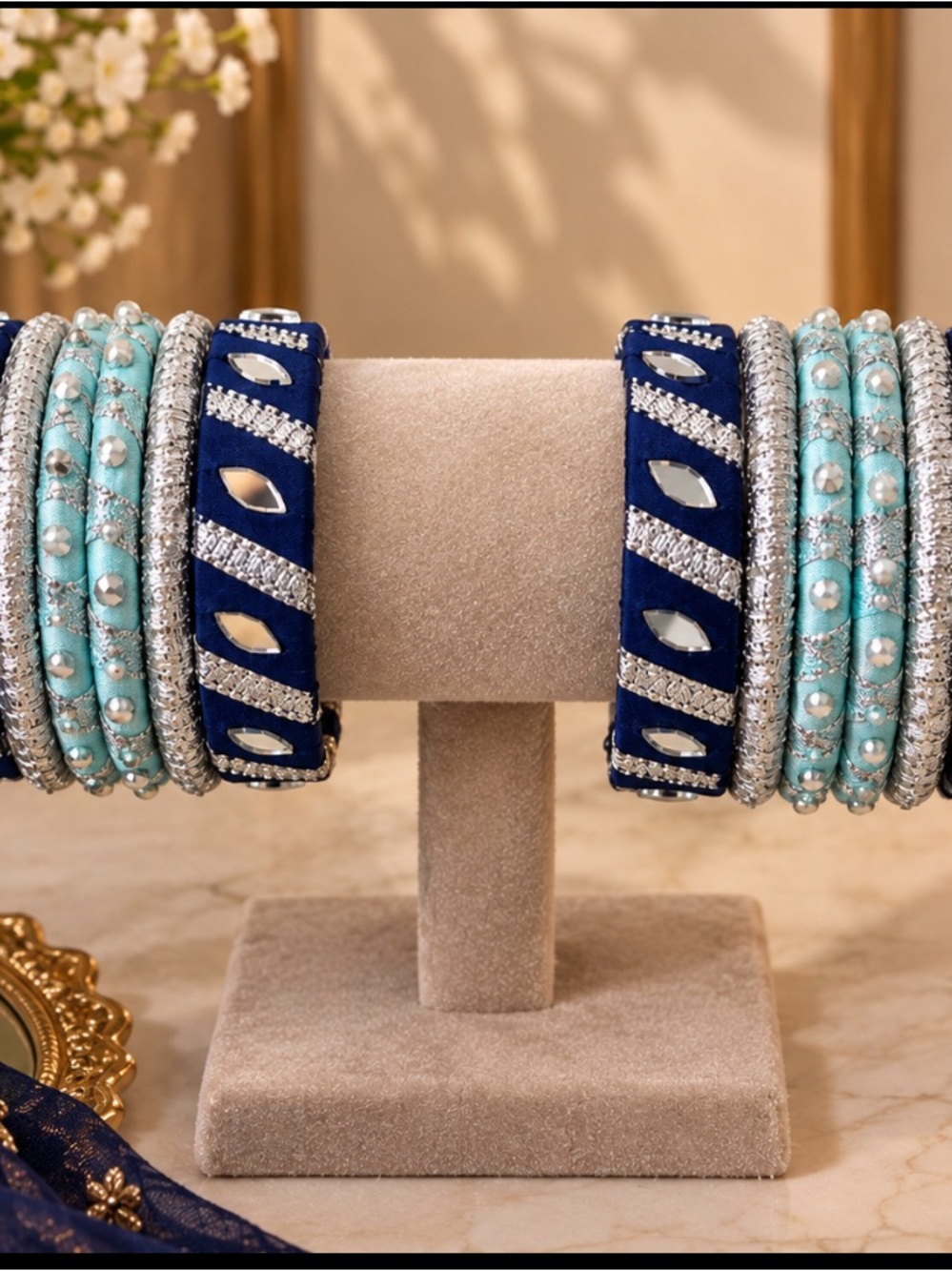 Handcrafted Blue and Turquoise Women's Bangle Set